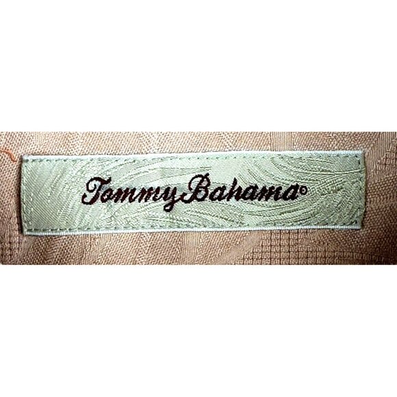 Tommy Bahama Mens Shirt Silk Hawaiian Textured Floral Camp Pink Salmon XL - Picture 7 of 14